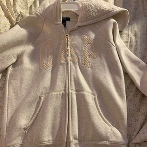 Gap cream sweater with wool on hoodie